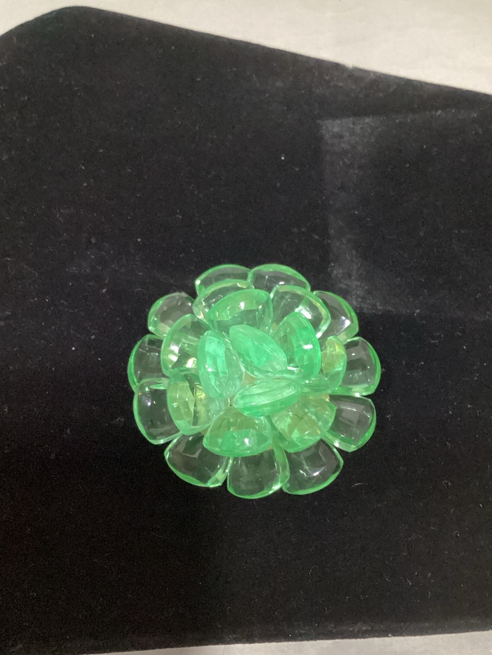 Green Lucite Flower Brooch
